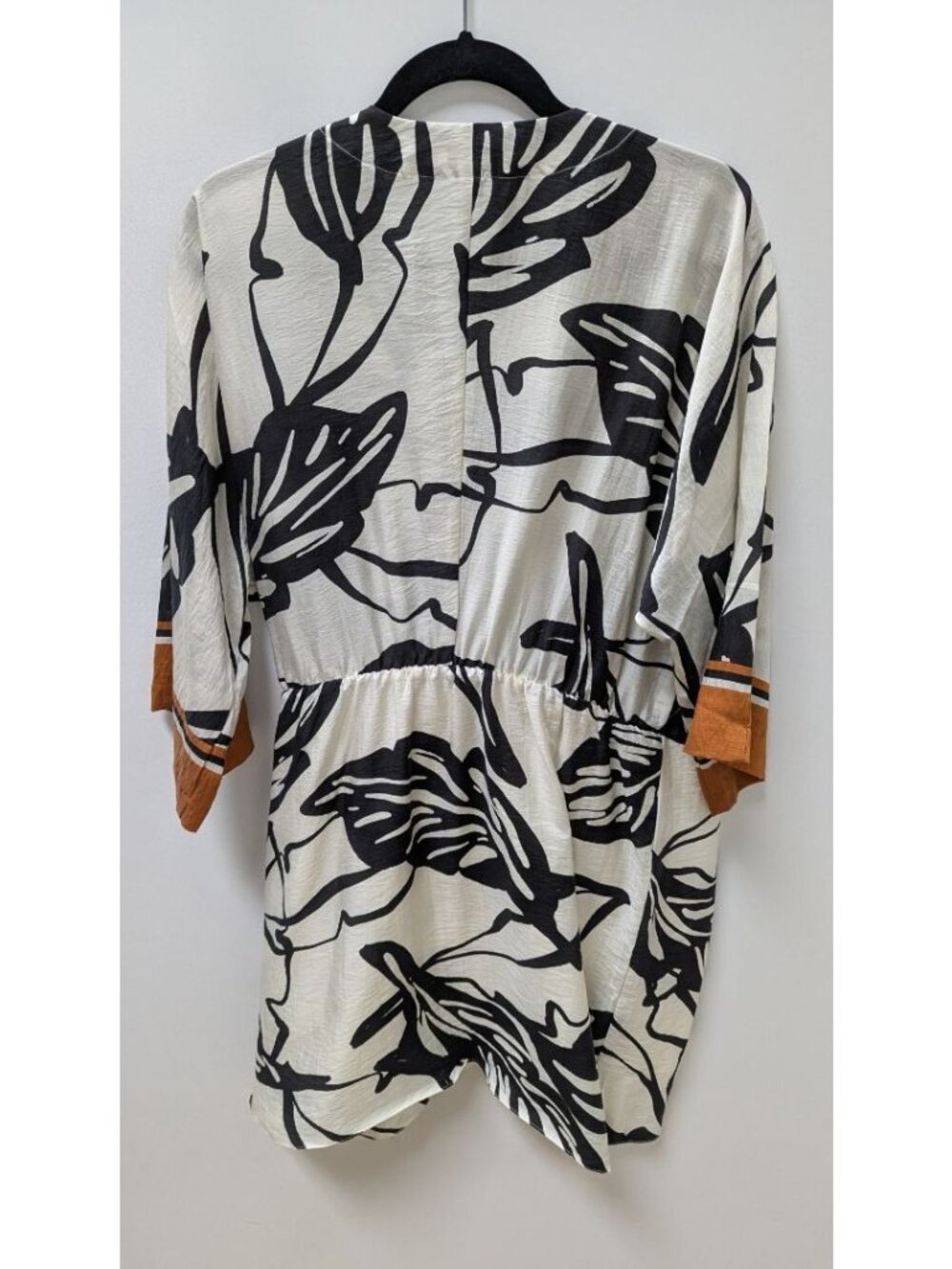INC Ivory/Black Kimono Printed Wrap Dress - Picture 2 of 2